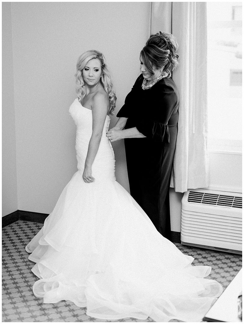 Bride getting ready for The Inn at Wise wedding in bridal suite