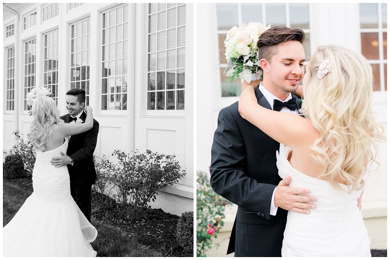 Newlyweds embracing at The Inn at Wise wedding