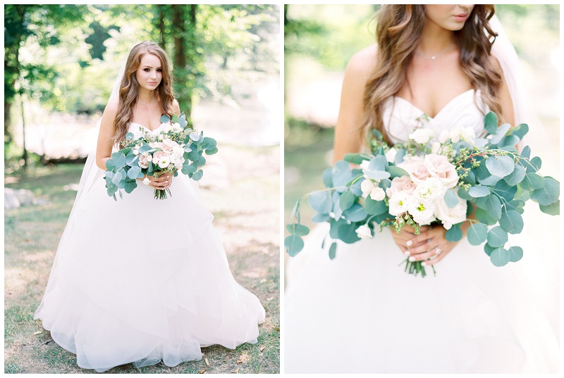 Bride holding bouquet at The Millstone wedding venue