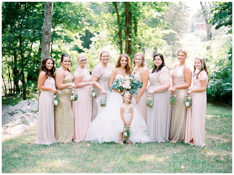 Bridesmaids cream blush dresses The Millstone venue