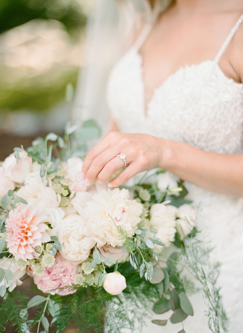 Bride in soft blush wedding dress The Millstone venue