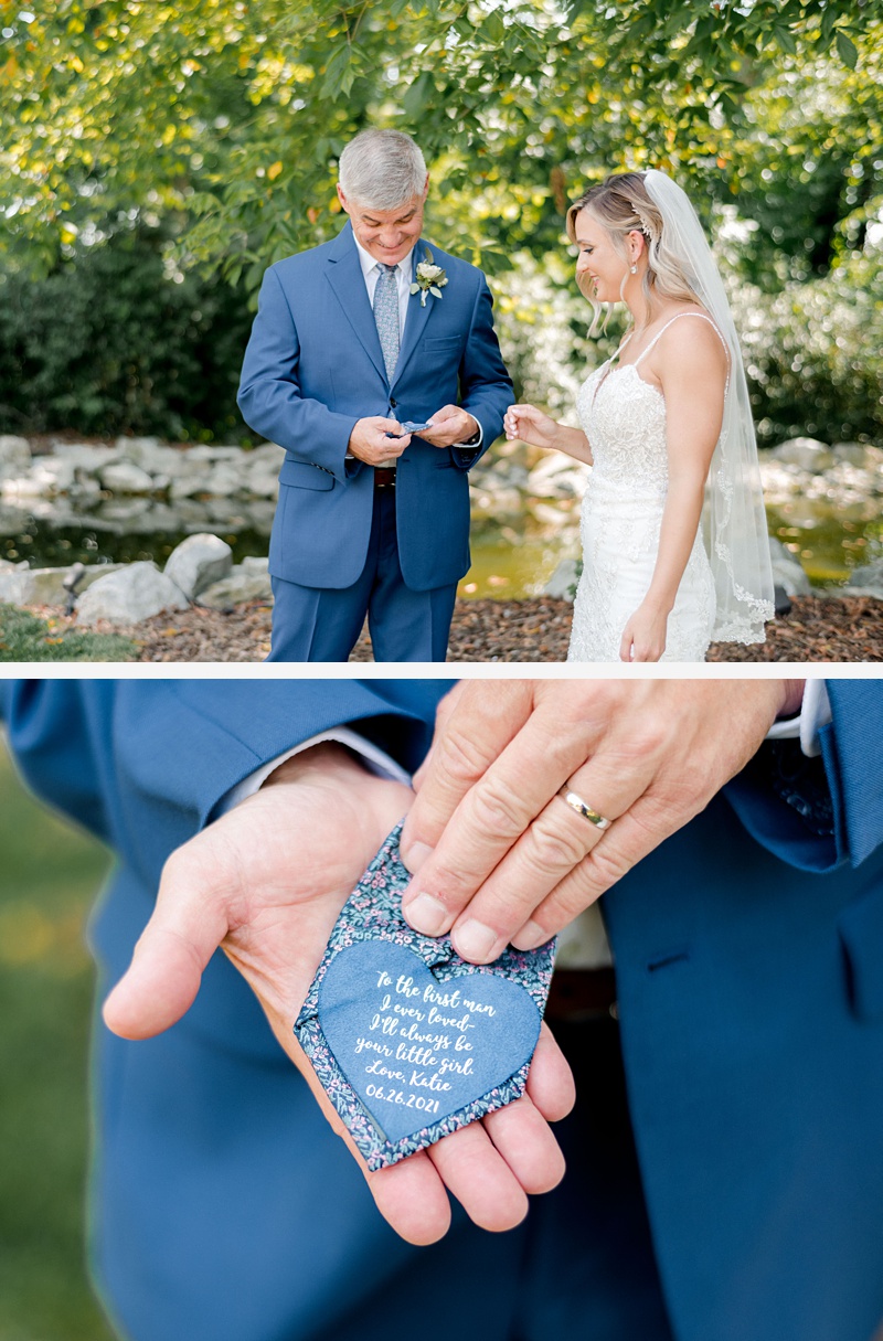 Bride smiling with dad wedding day The Millstone venue