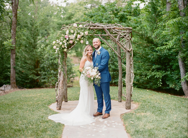 Romantic couple blush wedding The Millstone venue