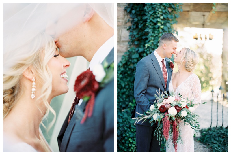 Wedding couple portrait with autumn foliage Wedding couple portrait with autumn foliage