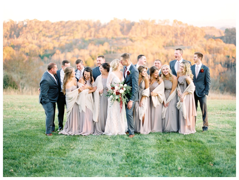 bridal party walking together at Chateau Selah bridal party walking together at Chateau Selah