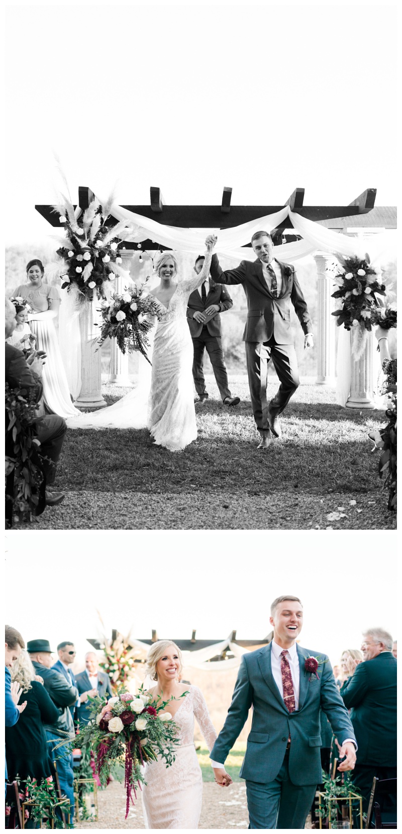 Bride and groom holding hands during vows Bride and groom holding hands during vows