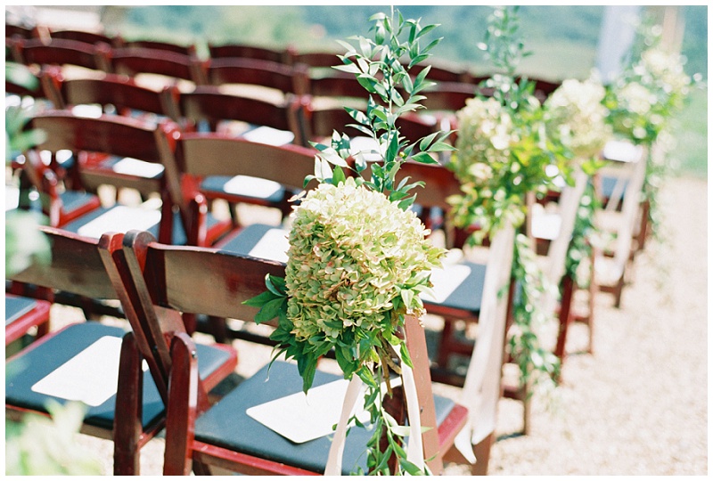 Wedding day ceremony chair details at Blountville TN wedding venue