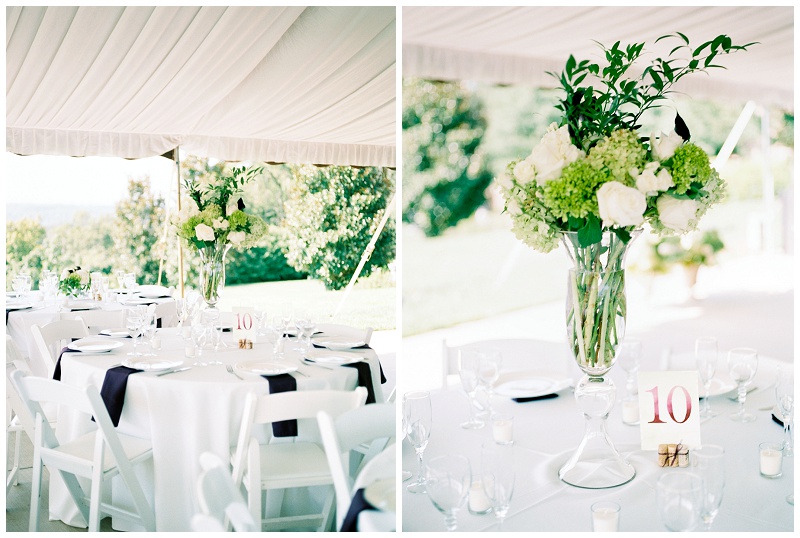 Wedding reception decor at Chateau Selah