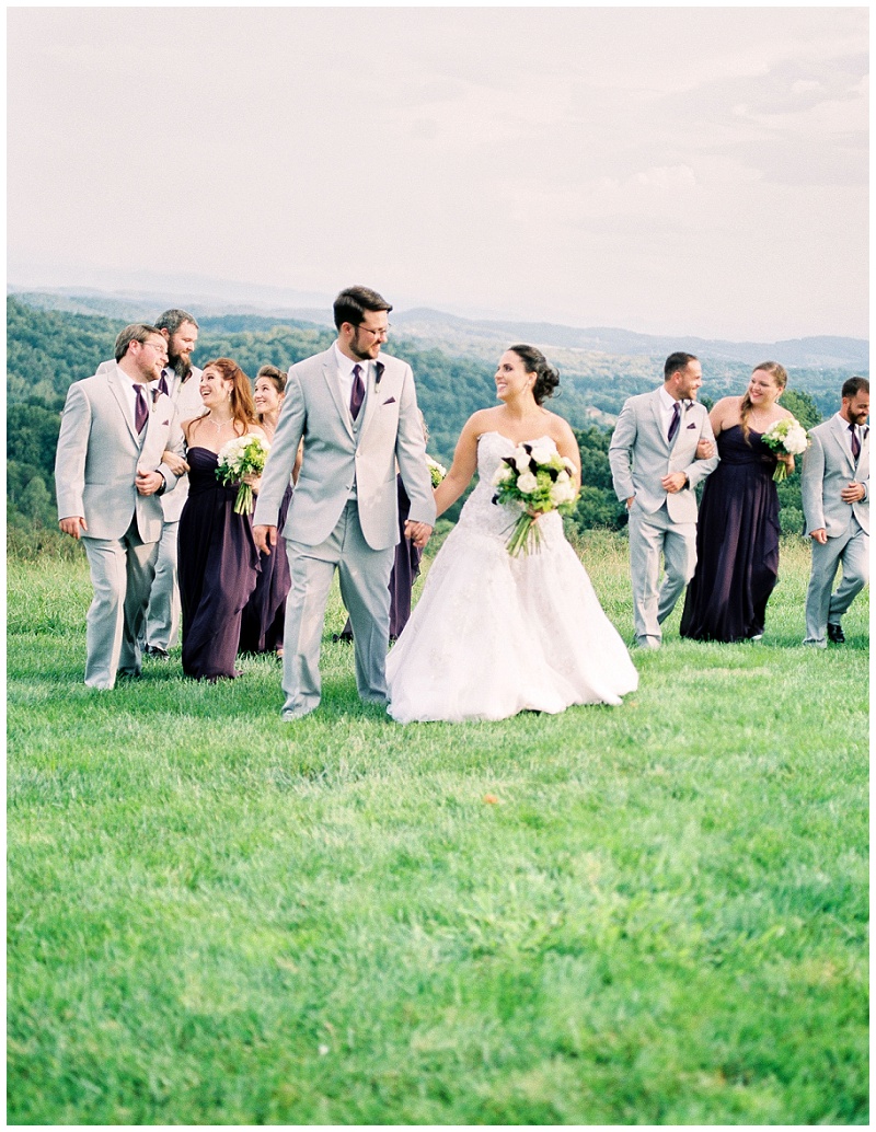 Bridal party at golden hour in East Tennessee