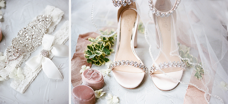Sparkly bridal shoes and gown details at Tennessee venue
