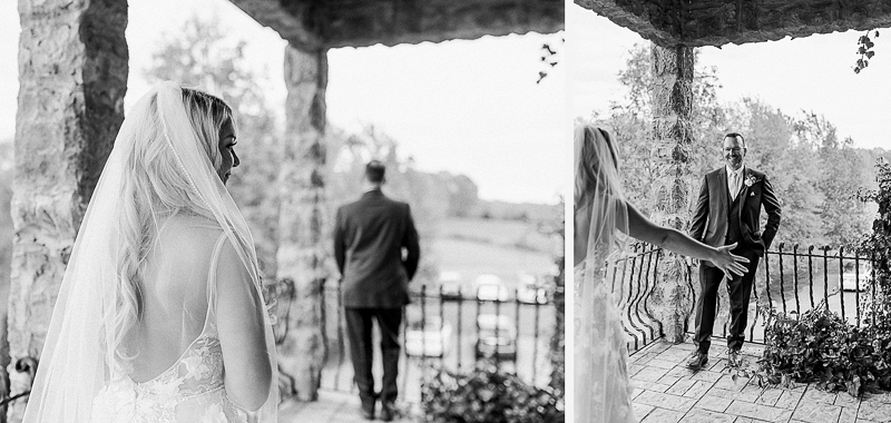 bride first look with dad