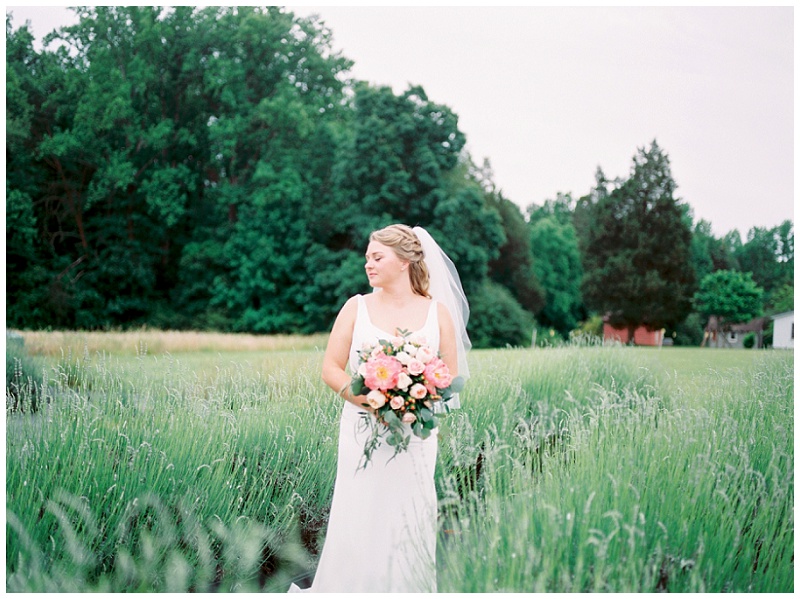 Bridal session in lavender field near Charlotte NC