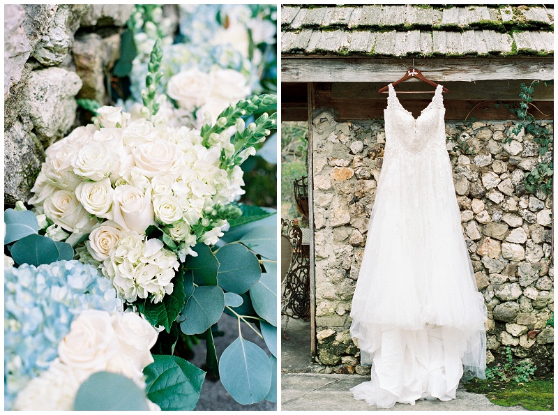 wedding dress hanging on cottage window at Black Fox Farms Cleveland TN wedding