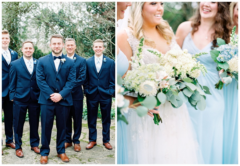 bridesmaids holding hydrangea bouquets
