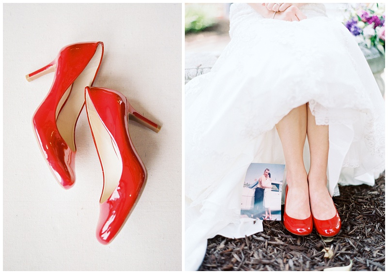 bride wearing red shoes Blountville TN wedding