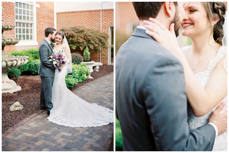 newlyweds kissing church wedding TN
