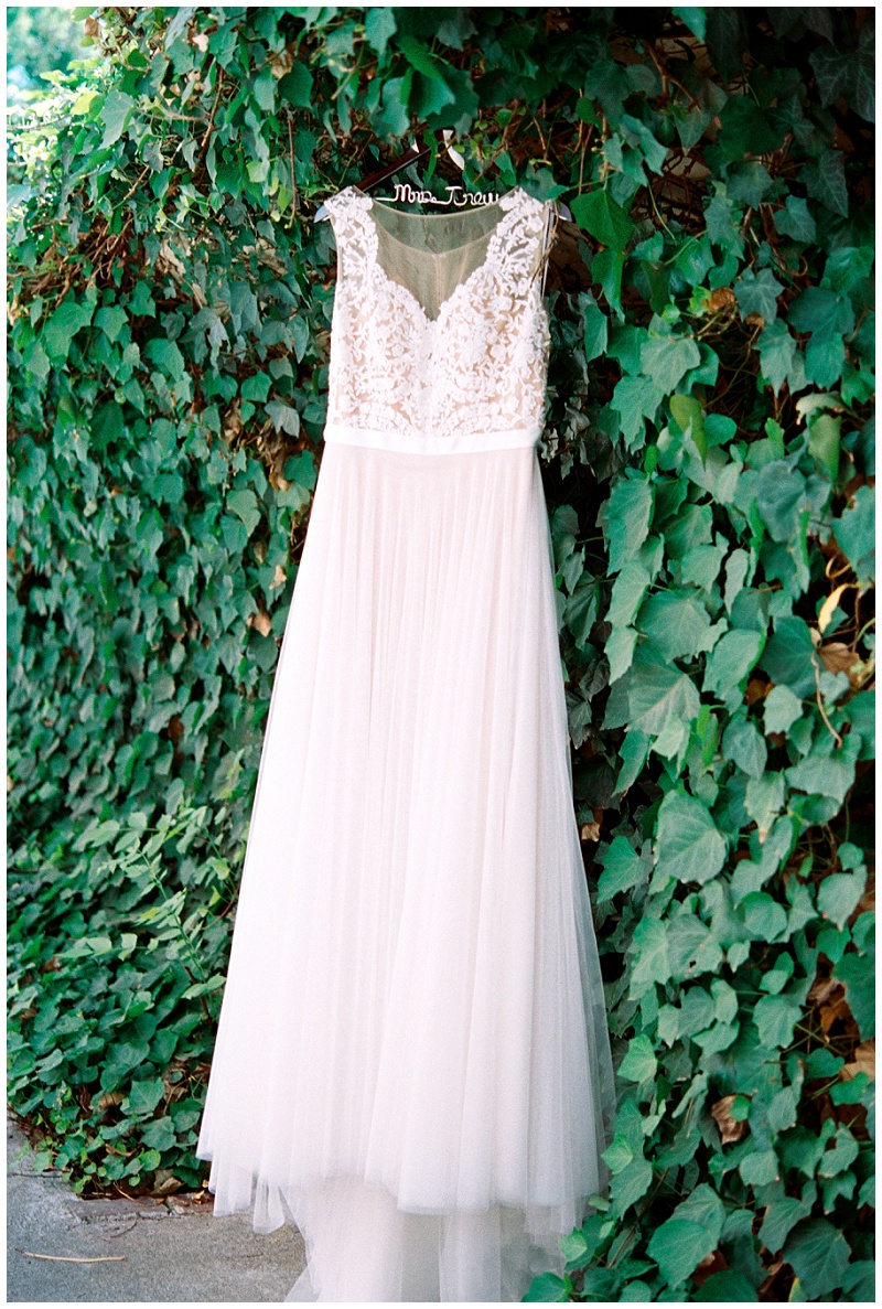 bride wedding dress hanging at the Old Woolen Mill Chattanooga TN