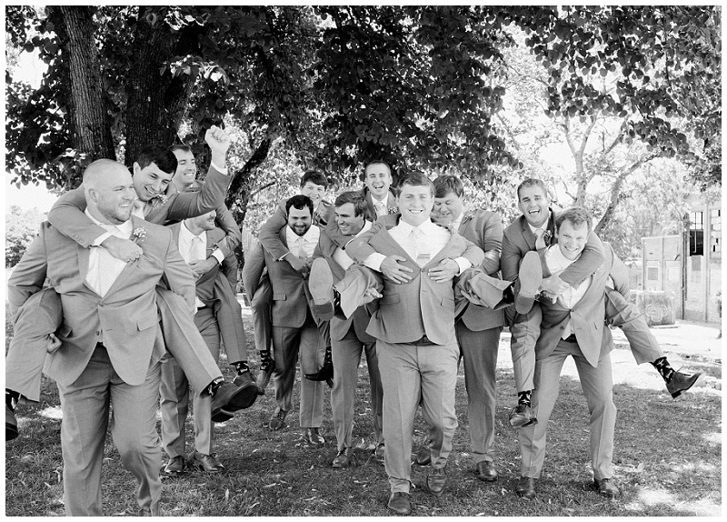 bridal party portraits Old Woolen Mill