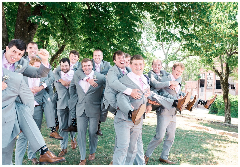 groomsmen laughing candid Chattanooga wedding