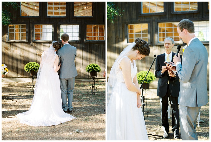 bride and groom altar Coffey Barn