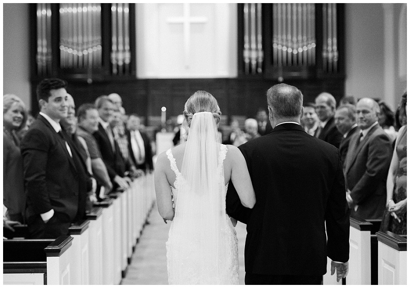 bride walking down aisle to the alter at Dalton Georgia wedding