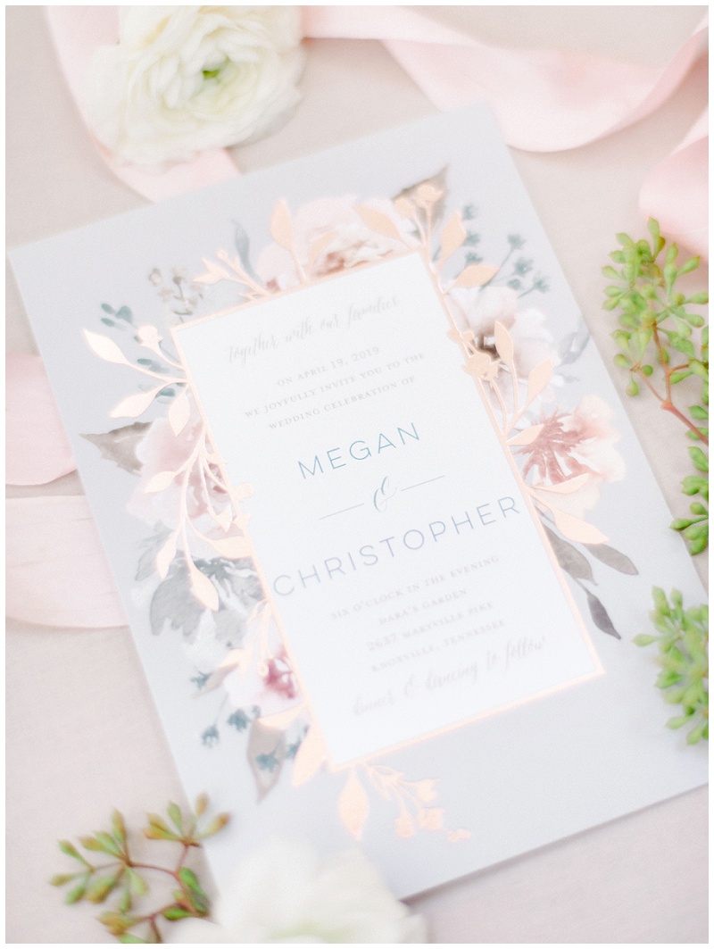 garden wedding invitation suite Knoxville Tennessee