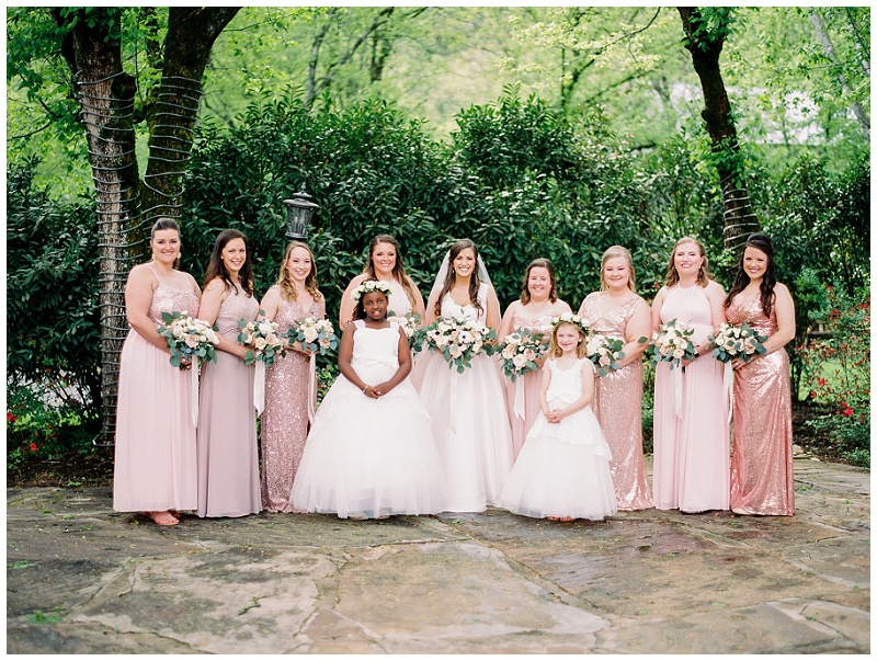 garden wedding bridal party portraits