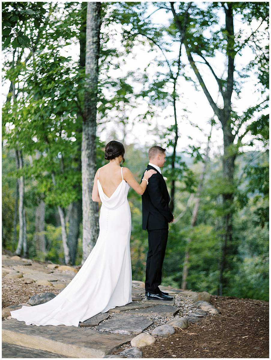 bride and groom first look portraits Pigeon Forge TN