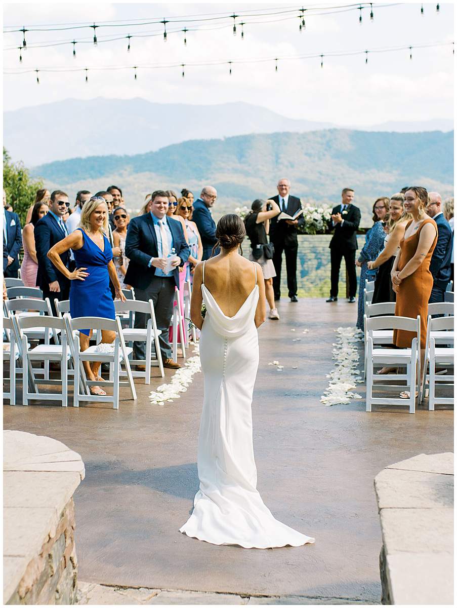 bride walking down aisle Smoky Mountains