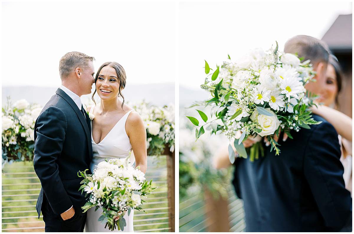 bride and groom laughing candid