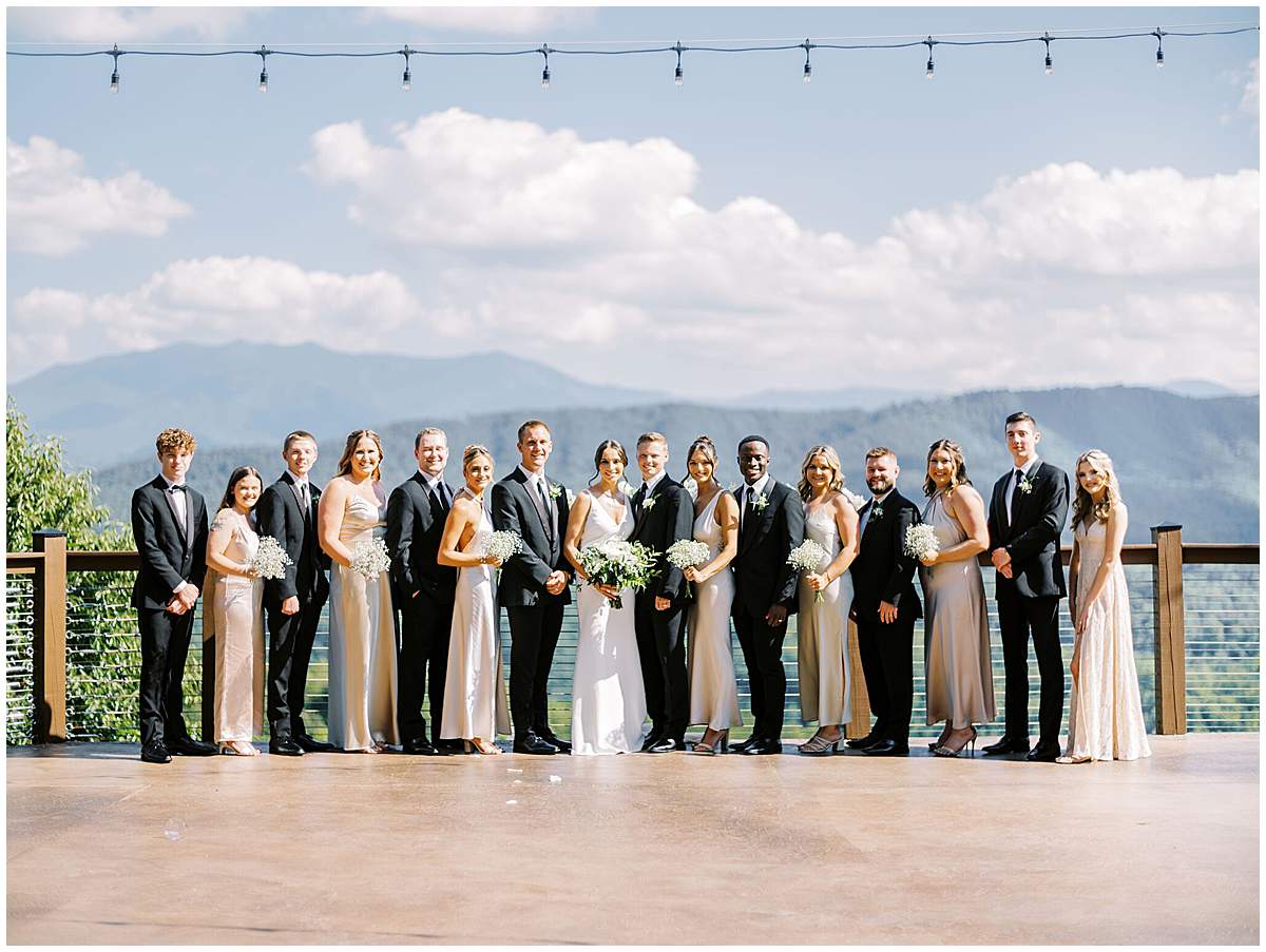 bridal party walking mountain venue