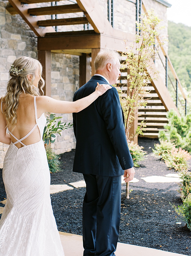 bride first look with dad Sevierville TN wedding bride first look with dad Sevierville TN wedding