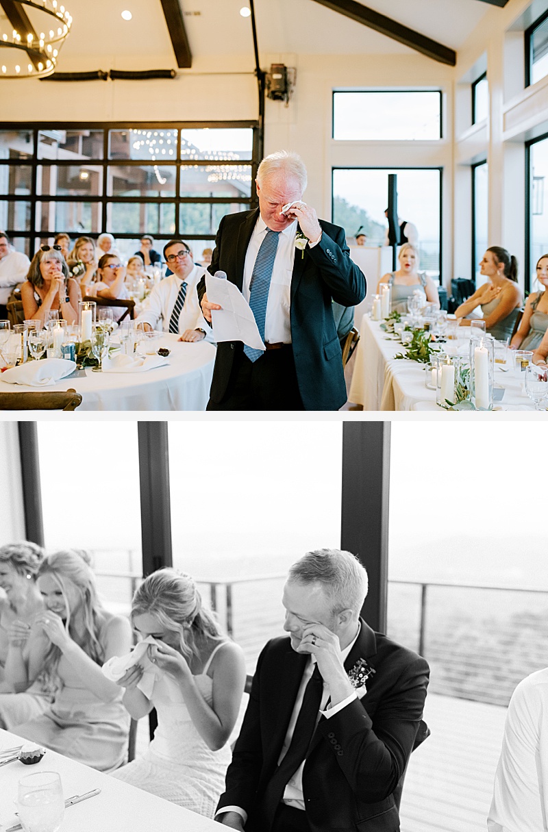 emotional father of the bride giving wedding speech Sevierville TN wedding emotional father of the bride giving wedding speech Sevierville TN wedding