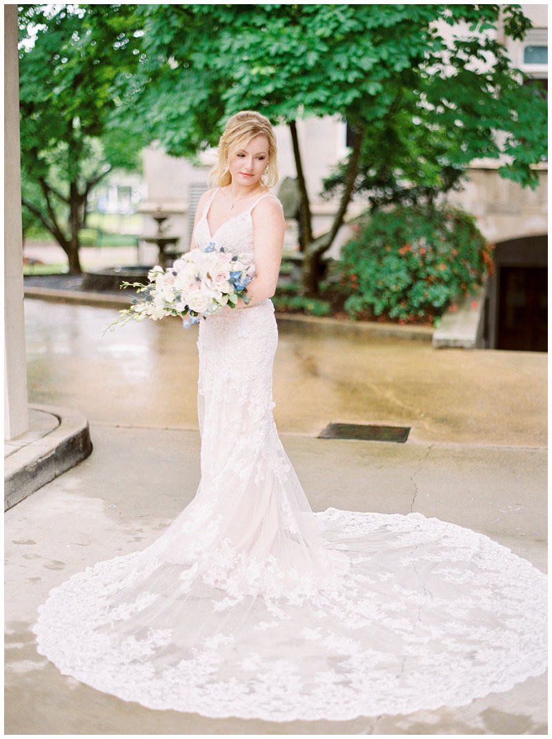 full length bridal portraits showcasing wedding dress Jackson MS
