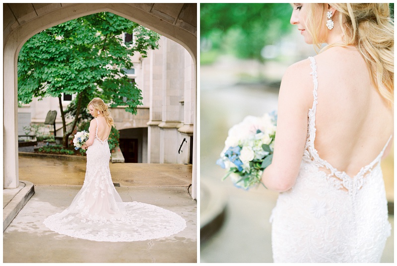 wedding bridal portraits at industrial venue