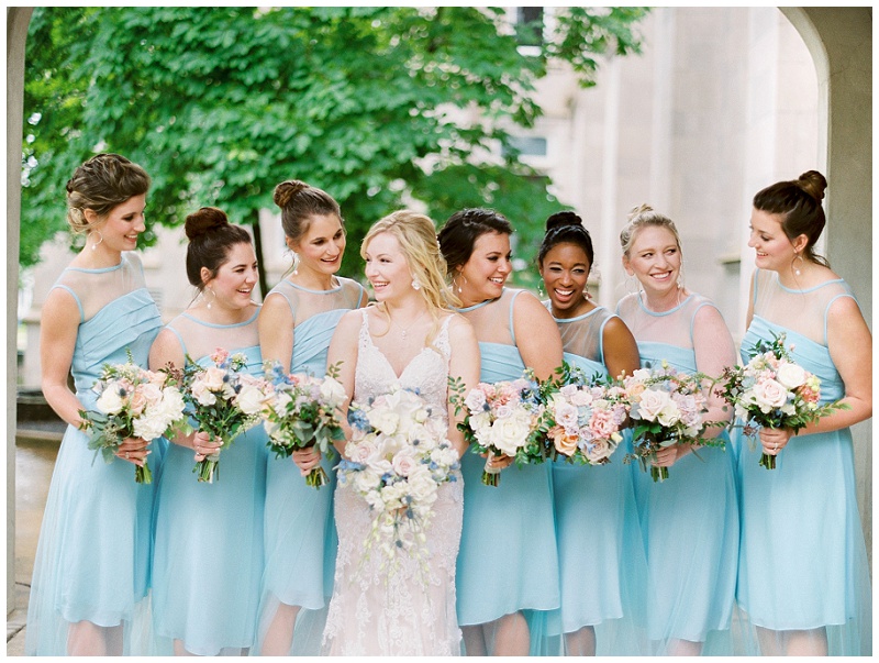 bridesmaids laughing moments with bride