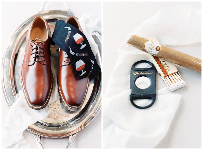 groom flat lay rustic wedding details