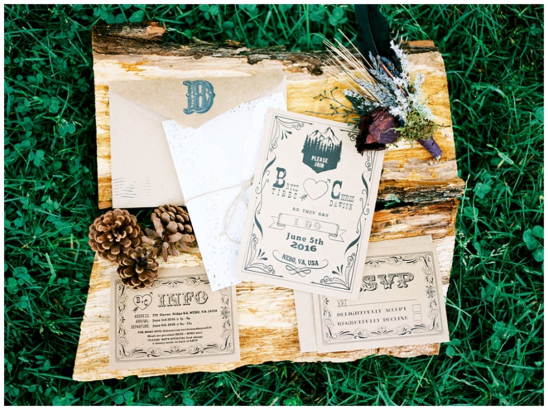 wedding flat lay rustic Virginia elopement