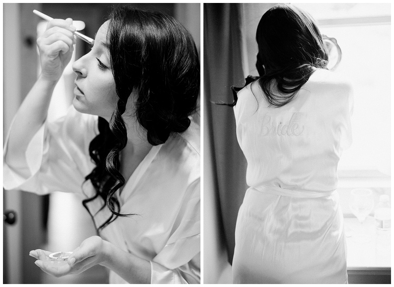 bride getting ready cabin Virginia elopement