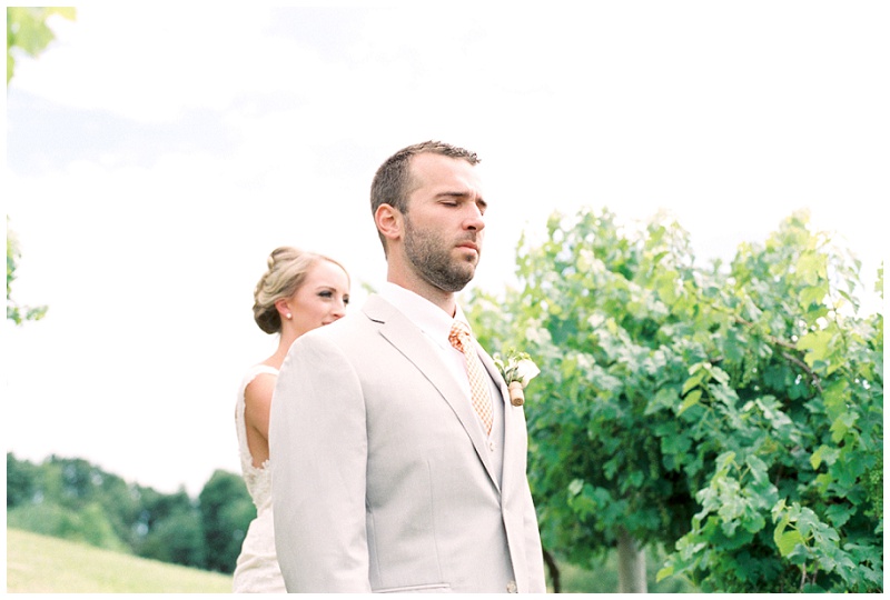 bride and groom first look portraits Villa Nove Vineyards