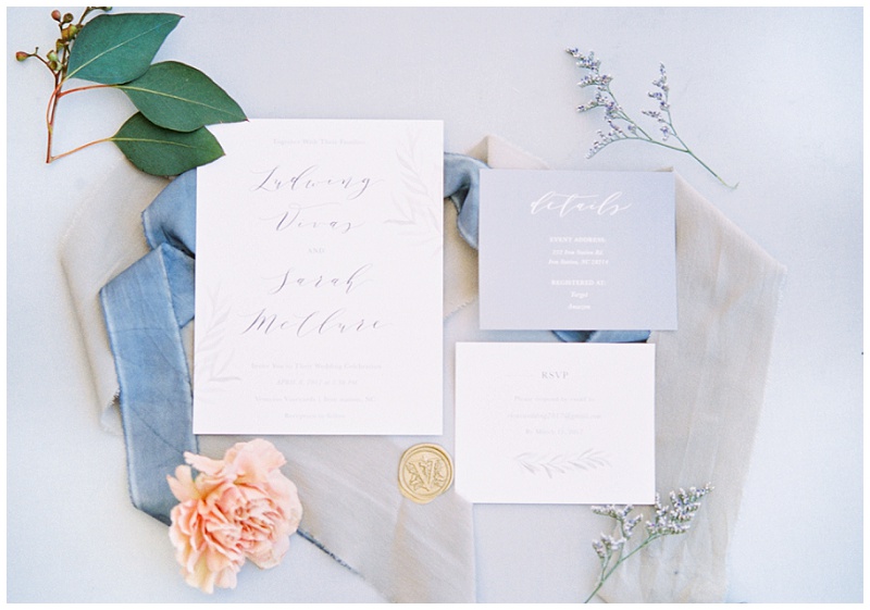 vineyard wedding flat lay photography NC