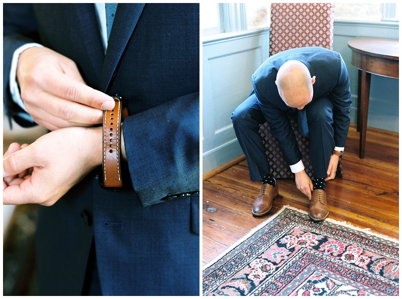 groom tie adjustment candid NC