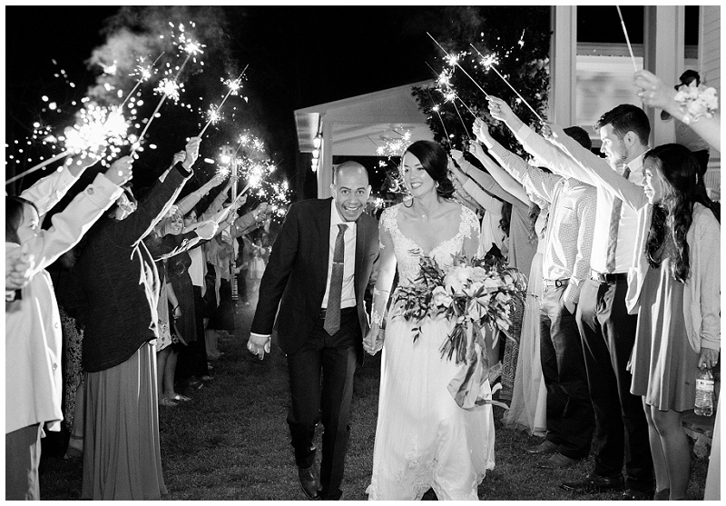 outdoor reception sparkler exit vineyard NC