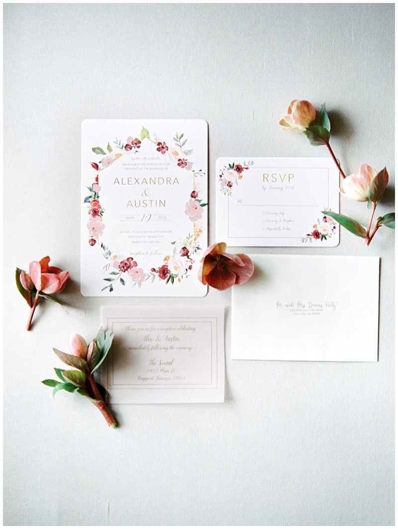romantic wedding flat lay Kingsport TN