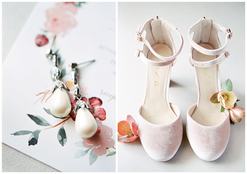 wedding invitation suite detail  with bridal shoes TN