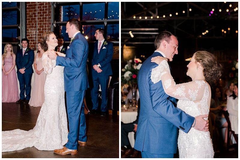 reception lighting romantic bride and groom dance Tennessee