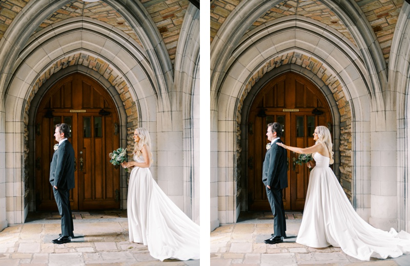 Nashville wedding couple first look portraits historic venue