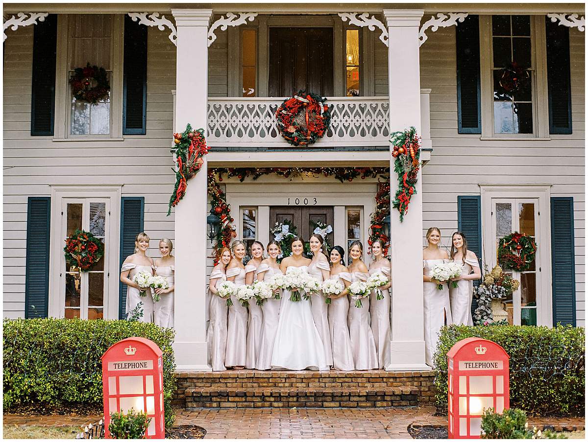 fun bridal party poses Mississippi venue
