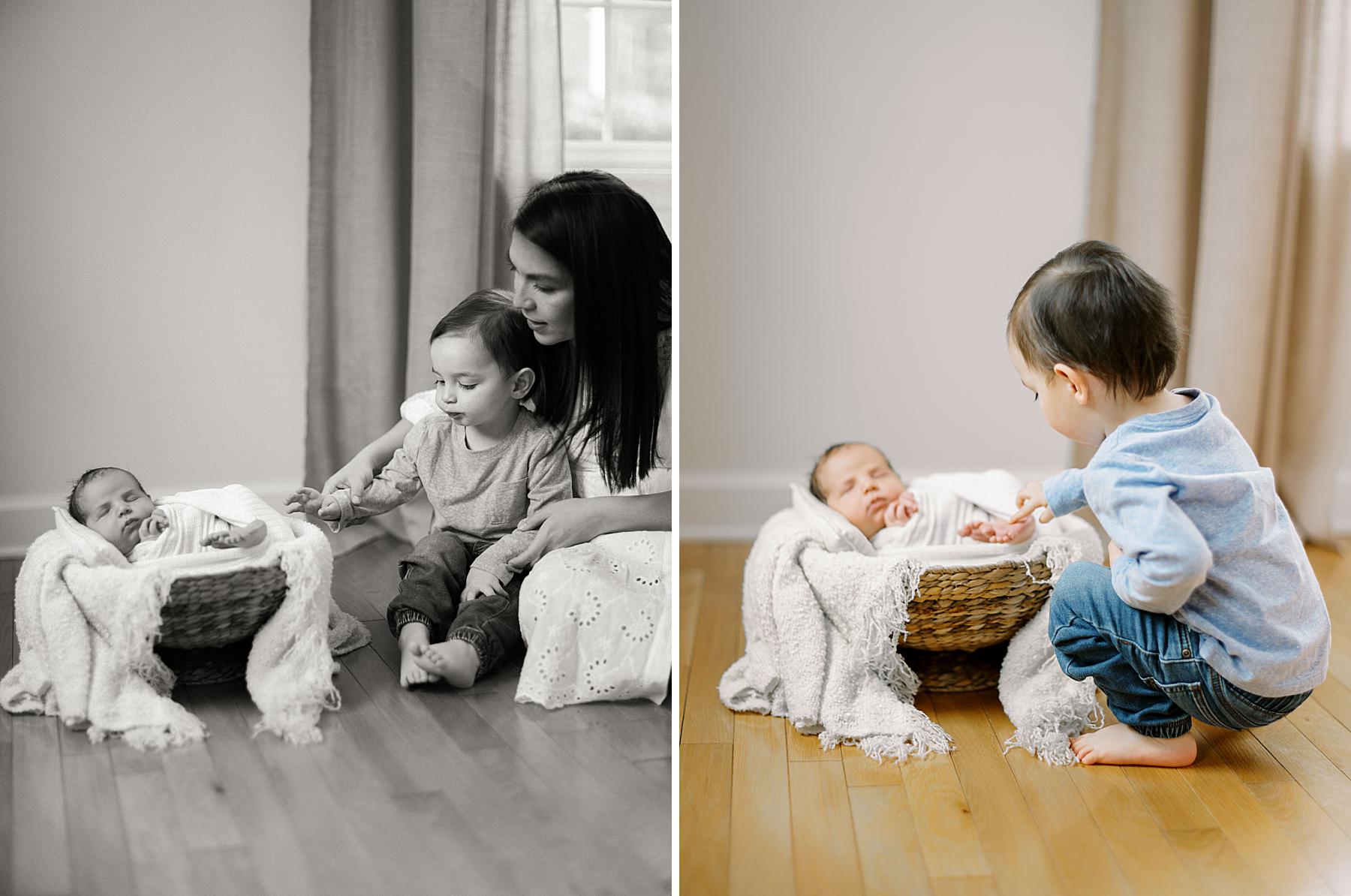 Maternity and newborn photographer in Kingsport Tennessee holding a newborn boy