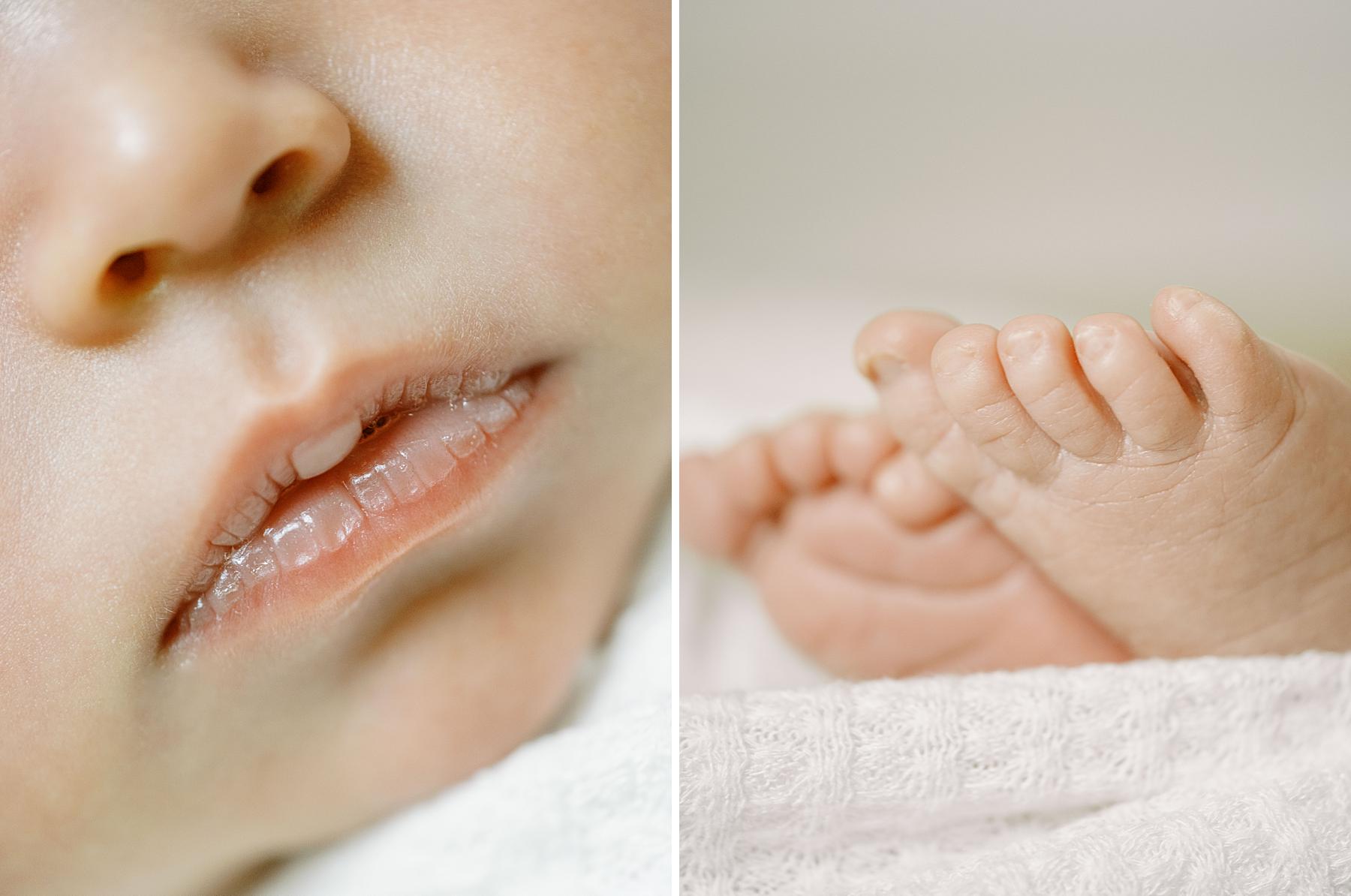 Documenting early newborn details like tiny hands and soft hair in Tennessee